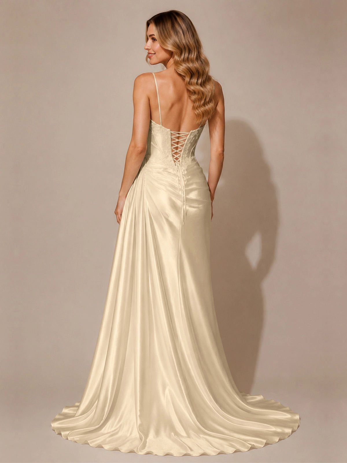 Silk-like Prom Dress with Appliques