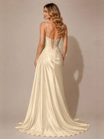 Silk-like Prom Dress with Appliques