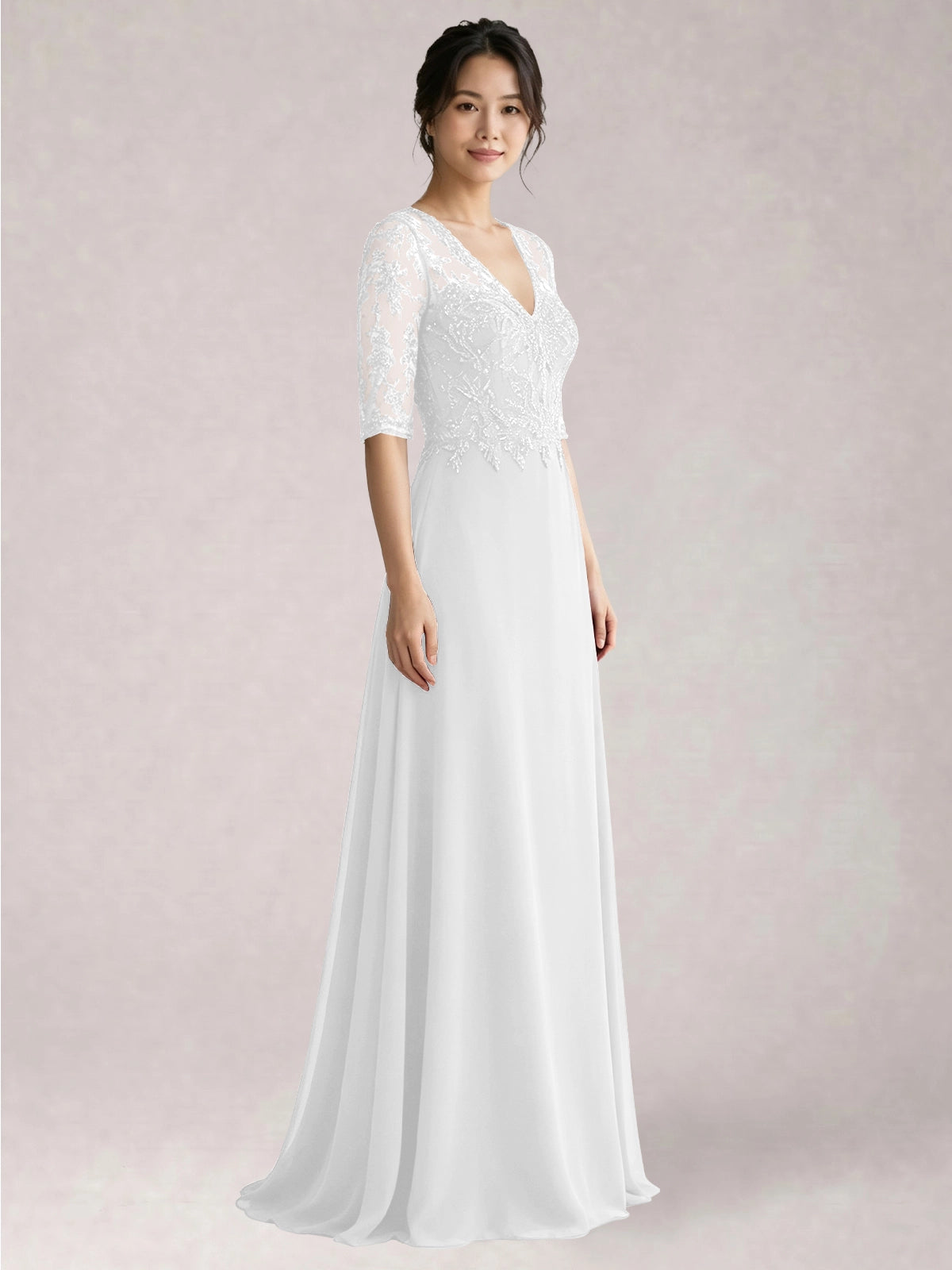 Lace Mother of the Bride Dress with Half Sleeves