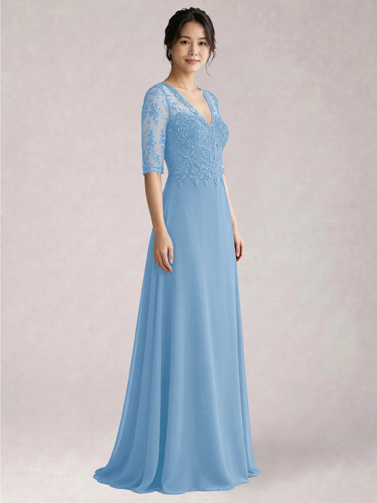 Lace Mother of the Bride Dress with Half Sleeves