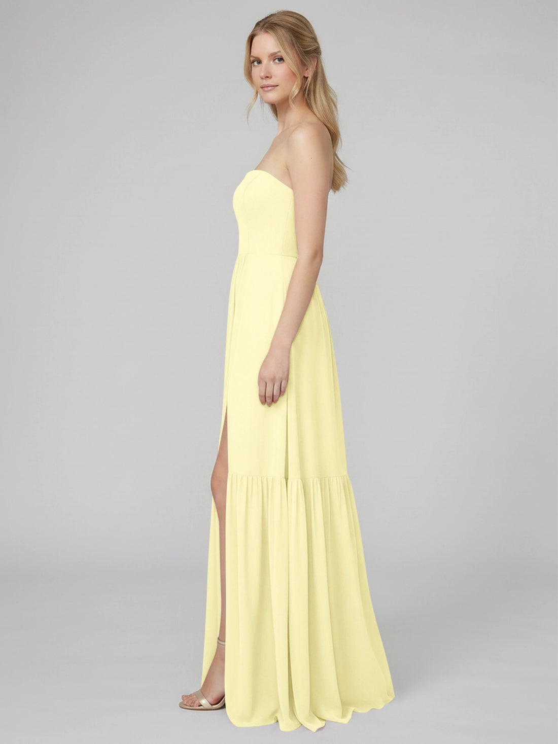 Strapless Bridesmaid Dress with Slit 