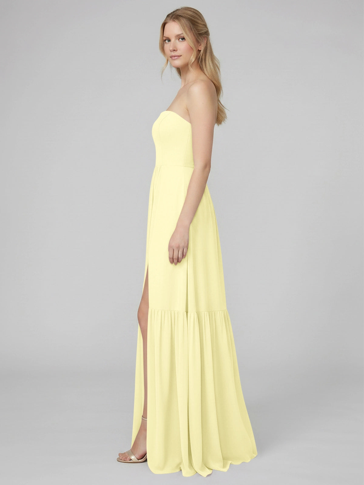 Strapless Bridesmaid Dress with Slit 