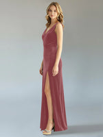 Velvet Bridesmaid Dress with Slit 