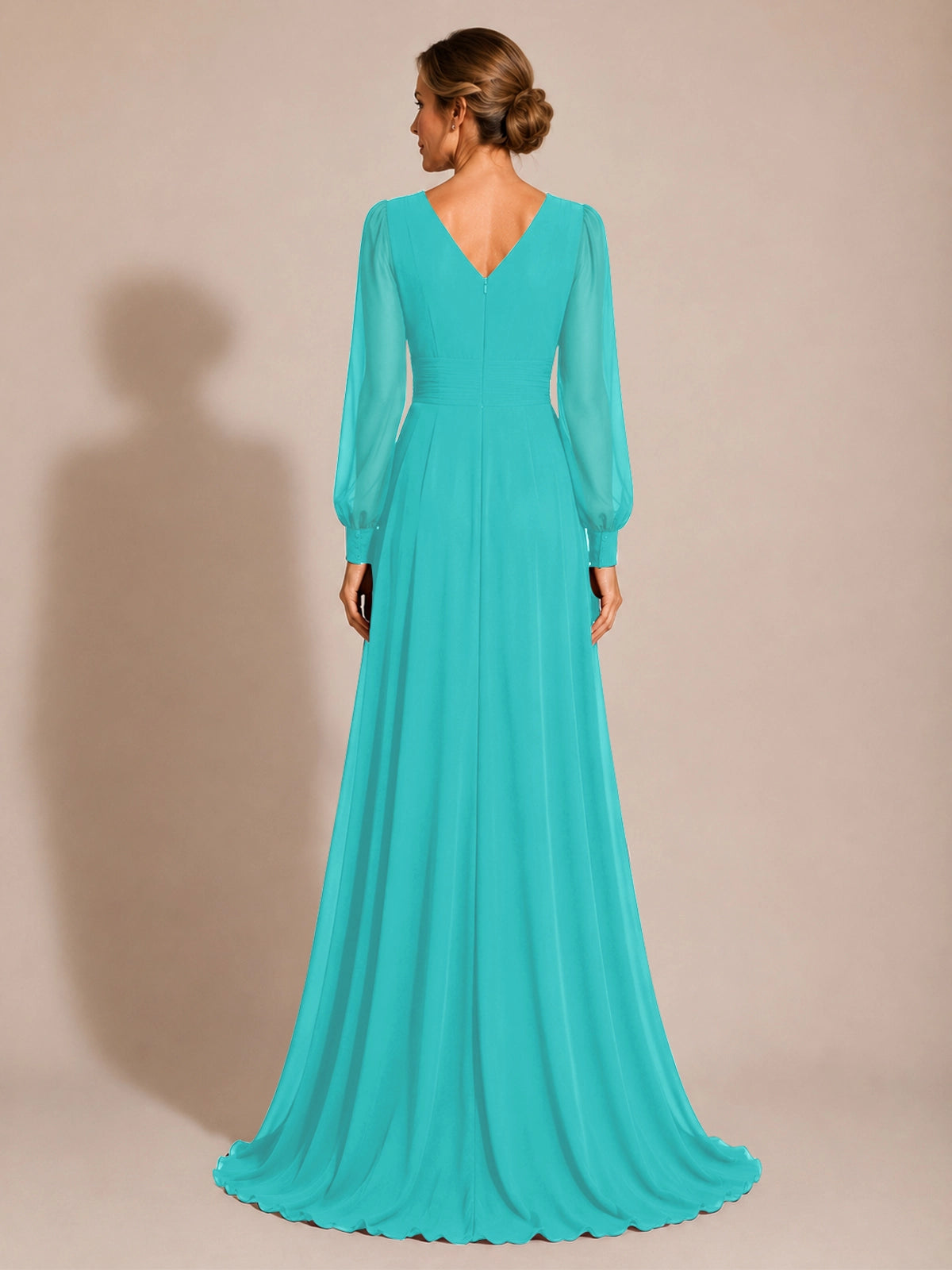 Chiffon Mother of the Bride Dress with Long Sleeves 