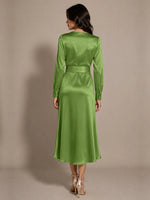Silk-like Mother of the Bride Dress with Self-Tie Sash 