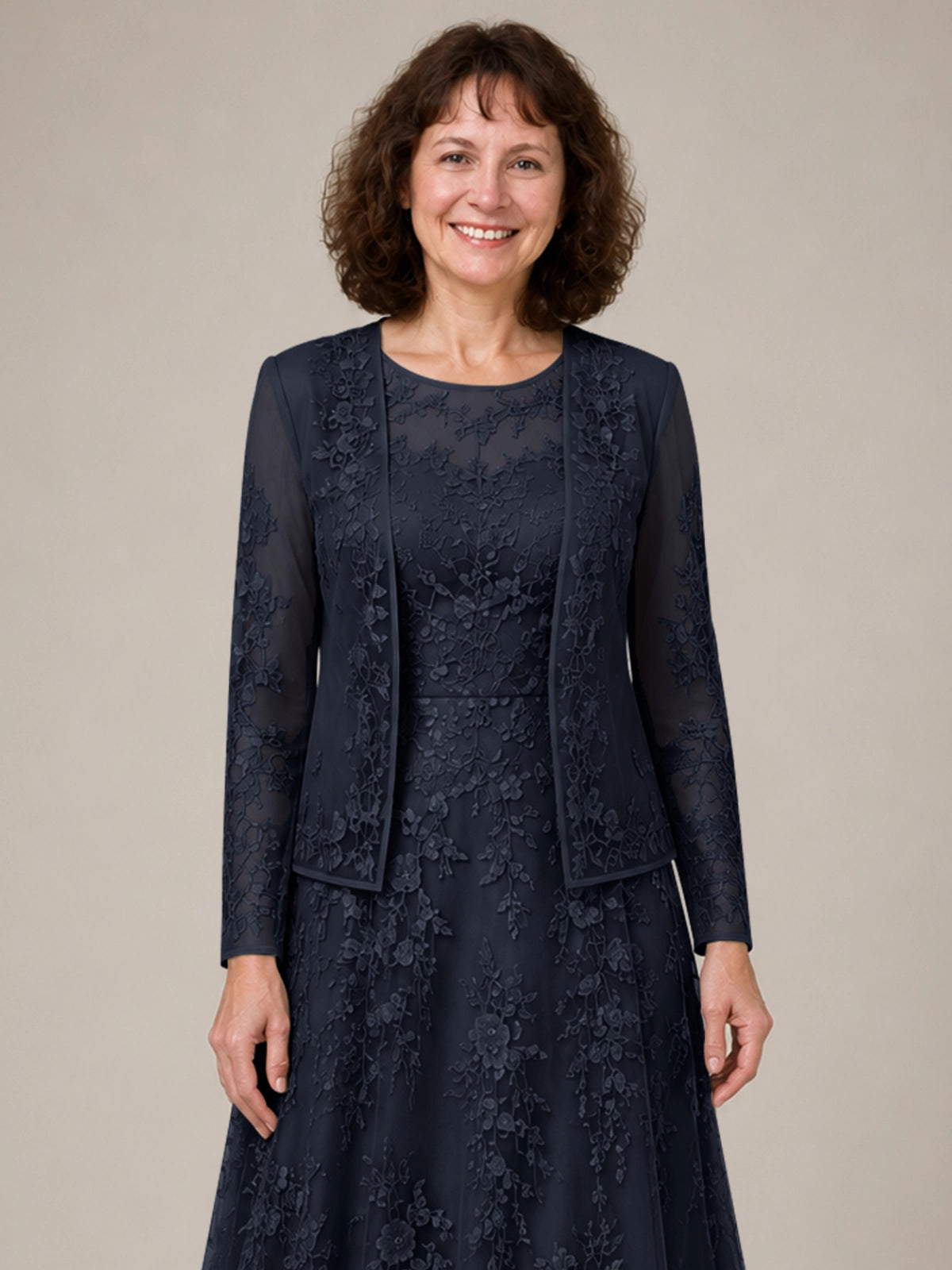 A-line Mother of the Bride Dress with Lace 