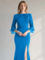 Chiffon Mother of the Bride Dress with 3/4 Sleeves