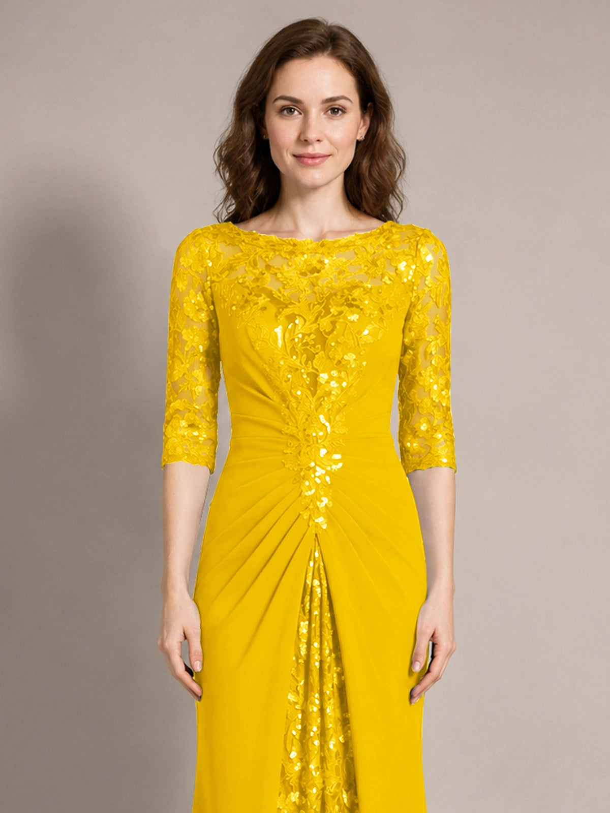 Lace Mother of the Bride Dress with Applique 