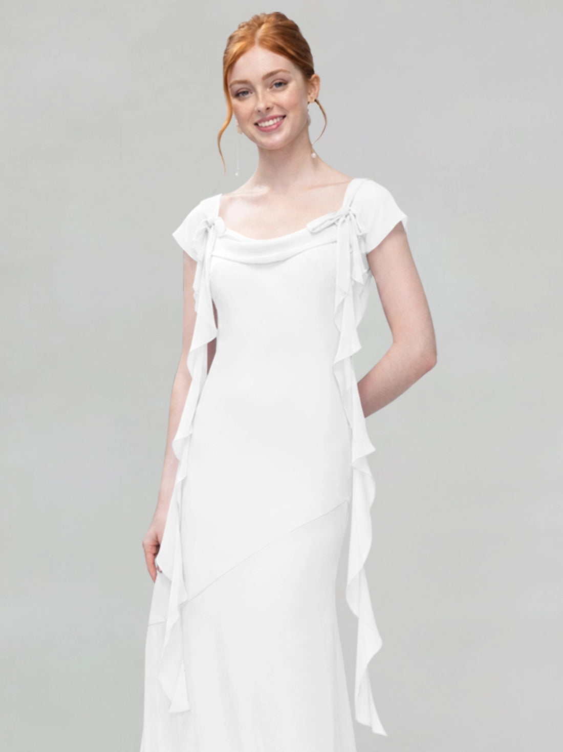 Flowy Ruffle Sheath Bridesmaid Dress 