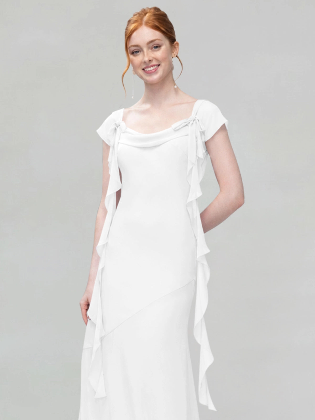 Flowy Ruffle Sheath Bridesmaid Dress 