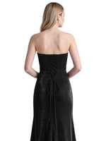 Velvet Prom Dress with Beaded Applique 