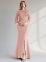 Chiffon Mother of the Bride Dress with 3/4 Sleeves