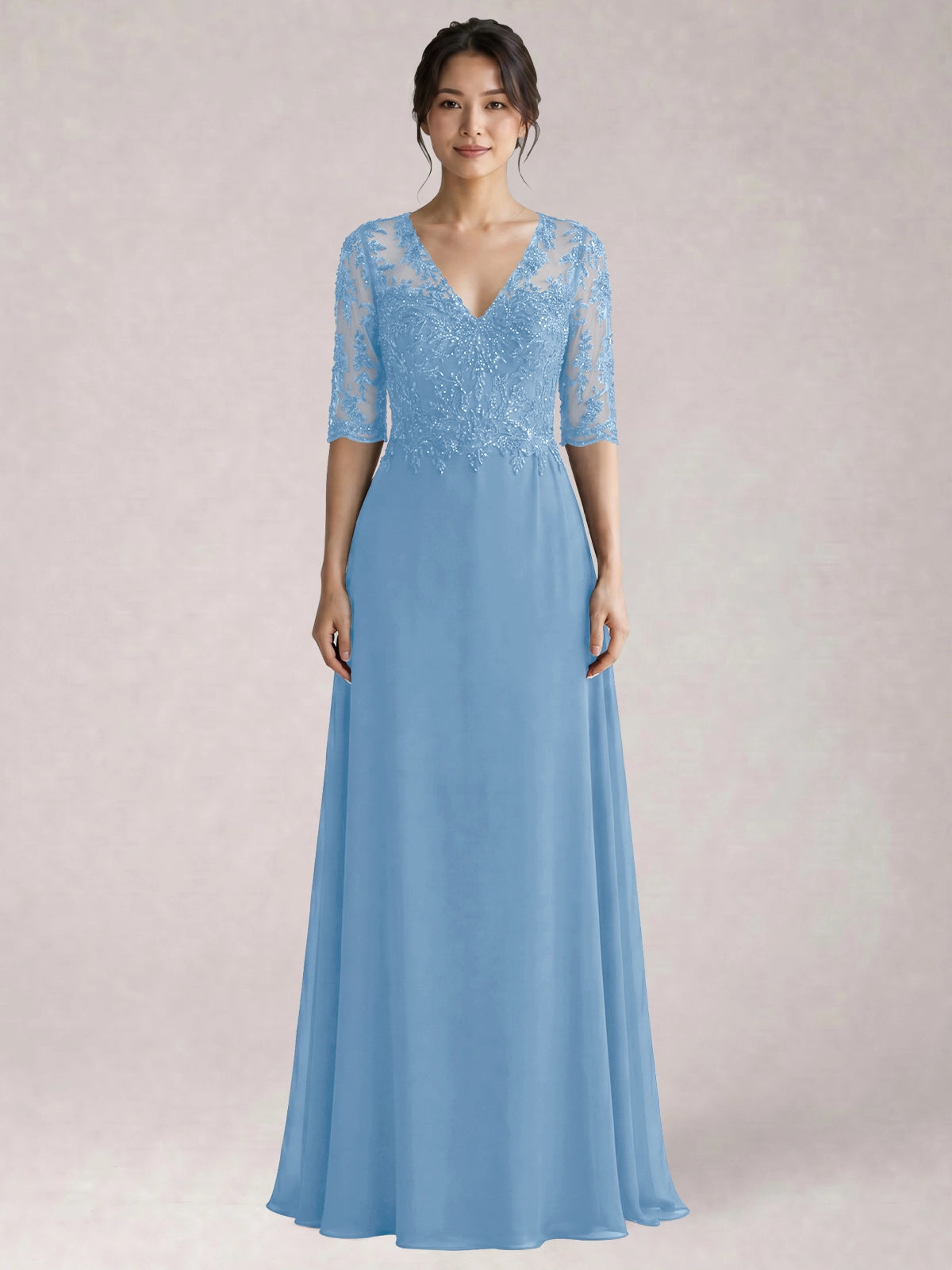 Lace Mother of the Bride Dress with Half Sleeves