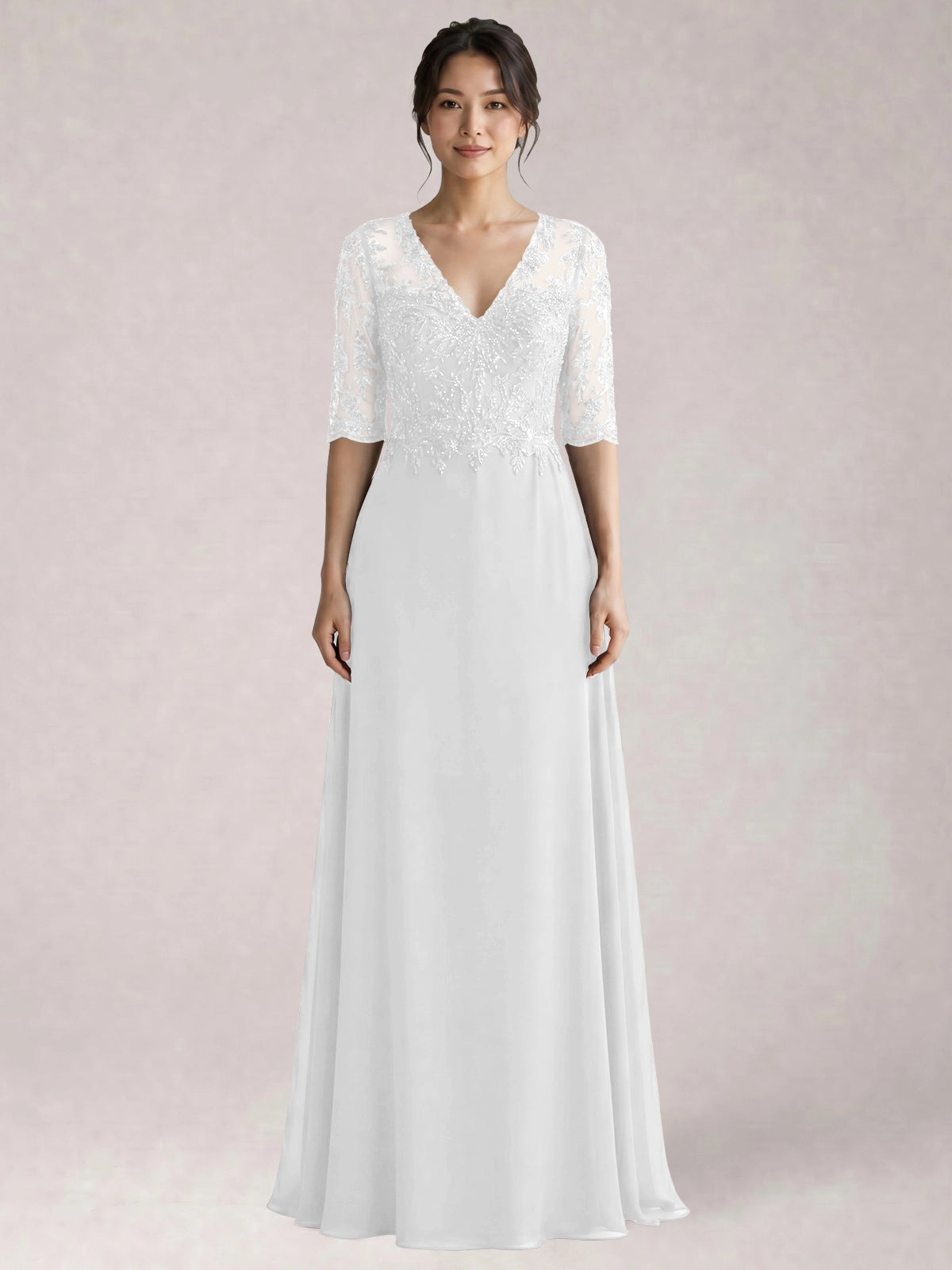 Lace Mother of the Bride Dress with Half Sleeves