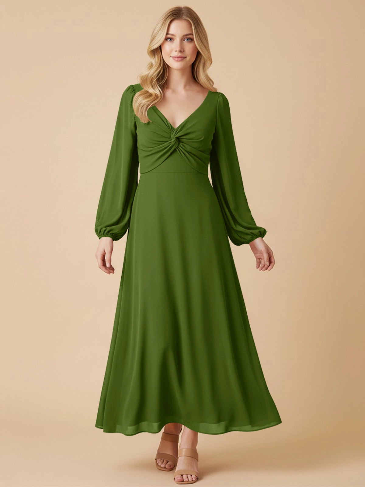 A-line Bridesmaid Dress with Long Sleeves 
