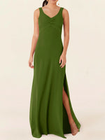Chiffon Bridesmaid Dress with Slit 