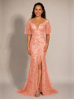 Mermaid Mother of the Bride Dress with V-neck 