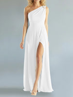 One-Shoulder Bridesmaid Dress with Slit