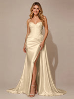 Silk-like Prom Dress with Appliques