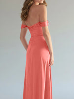 Off-the-Shoulder Slit Bridesmaid Dress 