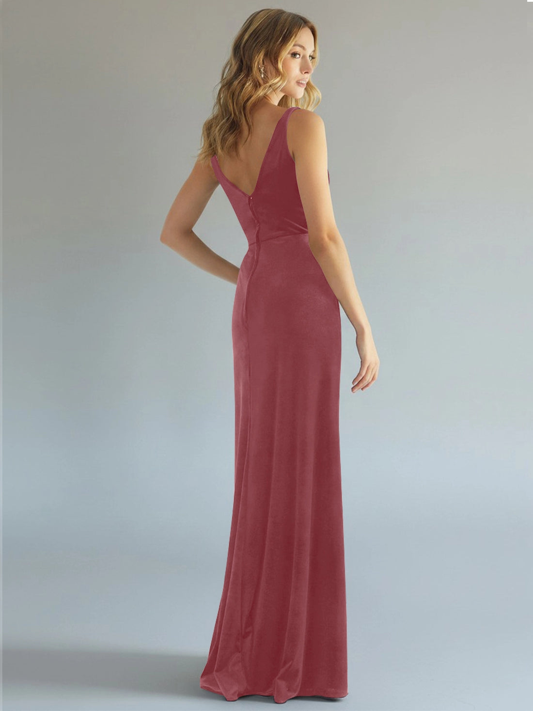 Velvet Bridesmaid Dress with Slit 