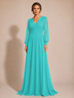 Chiffon Mother of the Bride Dress with Long Sleeves 