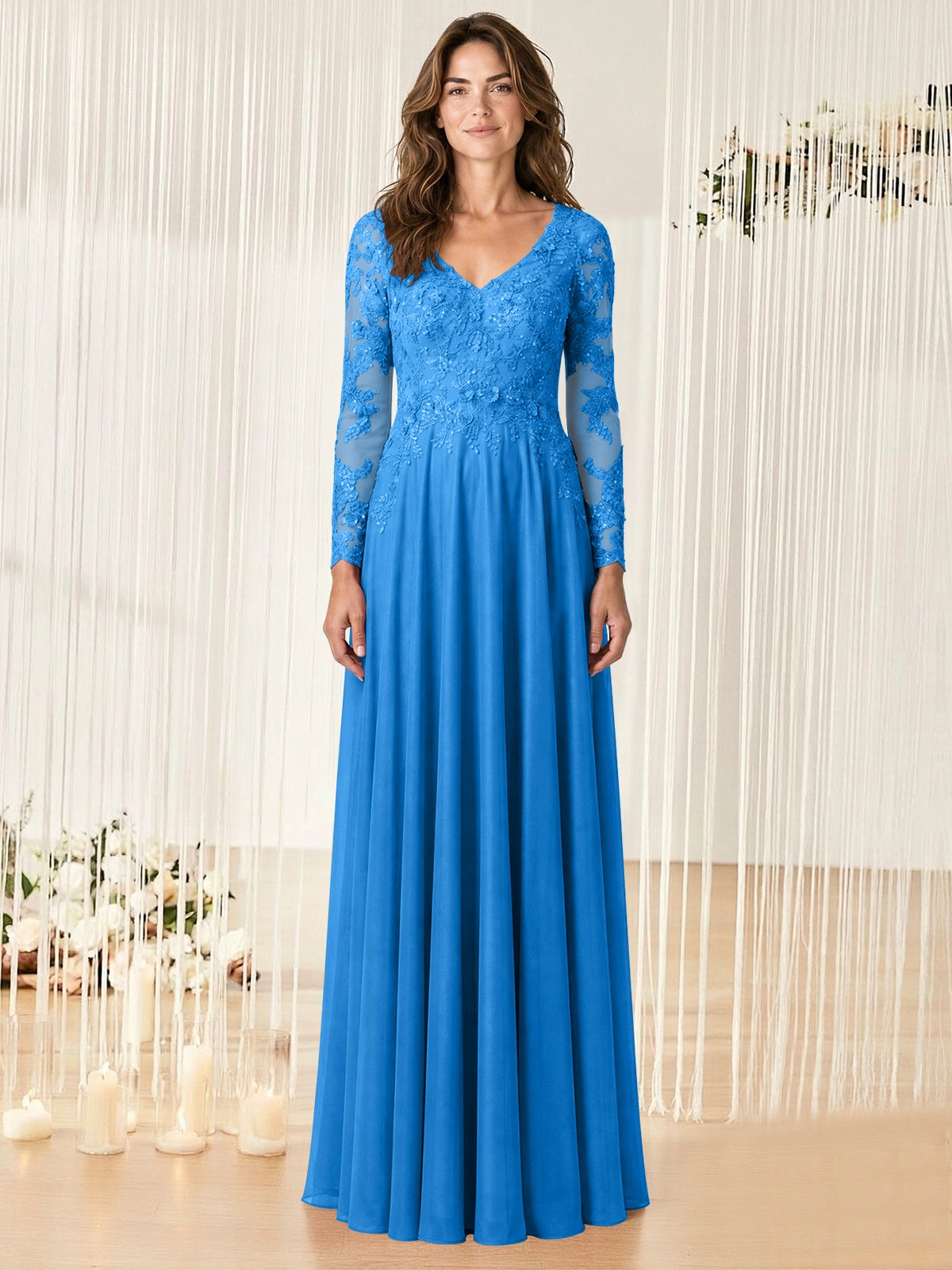 A-line Mother of the Bride Dress with Appliques