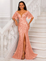 Mermaid Mother of the Bride Dress with V-neck 