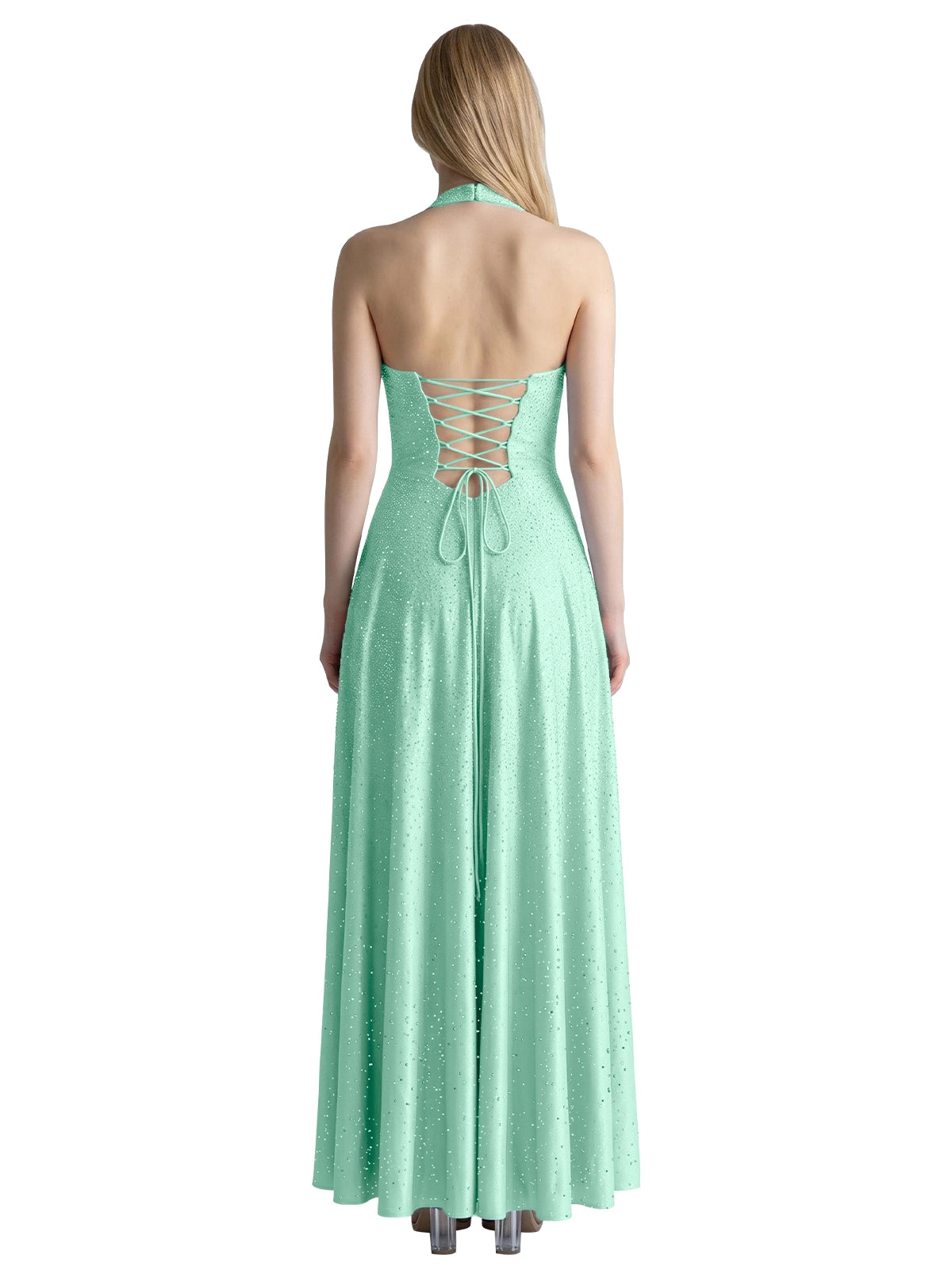 Halter Beaded Prom Dress 