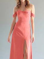 Off-the-Shoulder Slit Bridesmaid Dress 