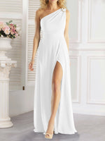 One-Shoulder Bridesmaid Dress with Slit