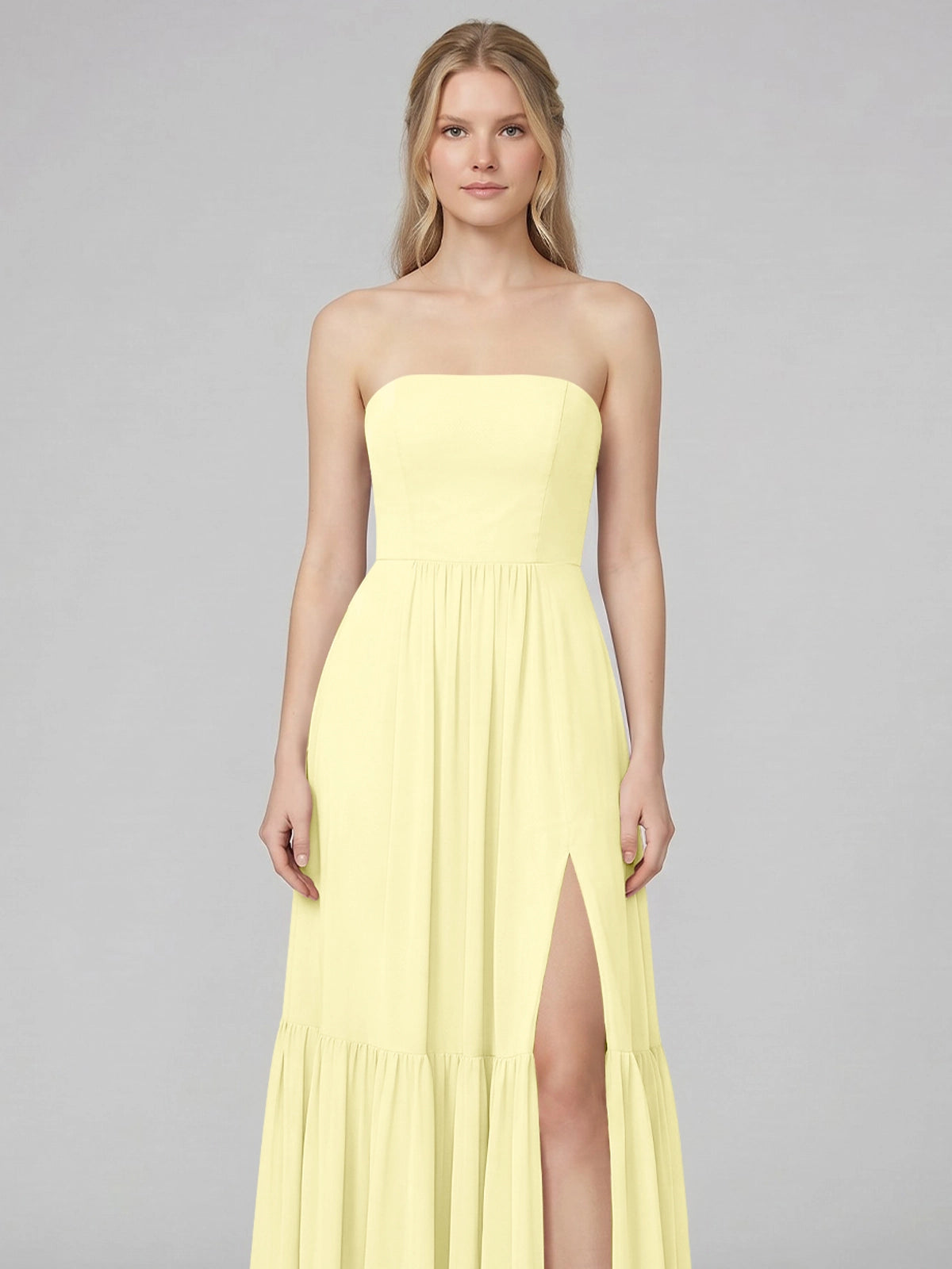 Strapless Bridesmaid Dress with Slit 