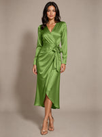 Silk-like Mother of the Bride Dress with Self-Tie Sash 