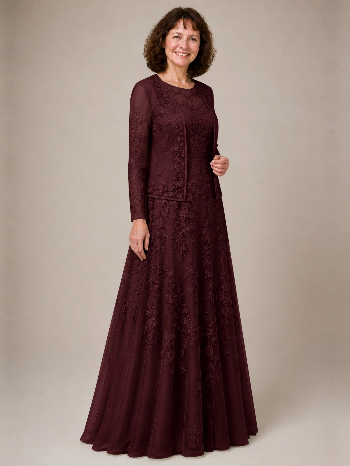 A-line Mother of the Bride Dress with Lace 