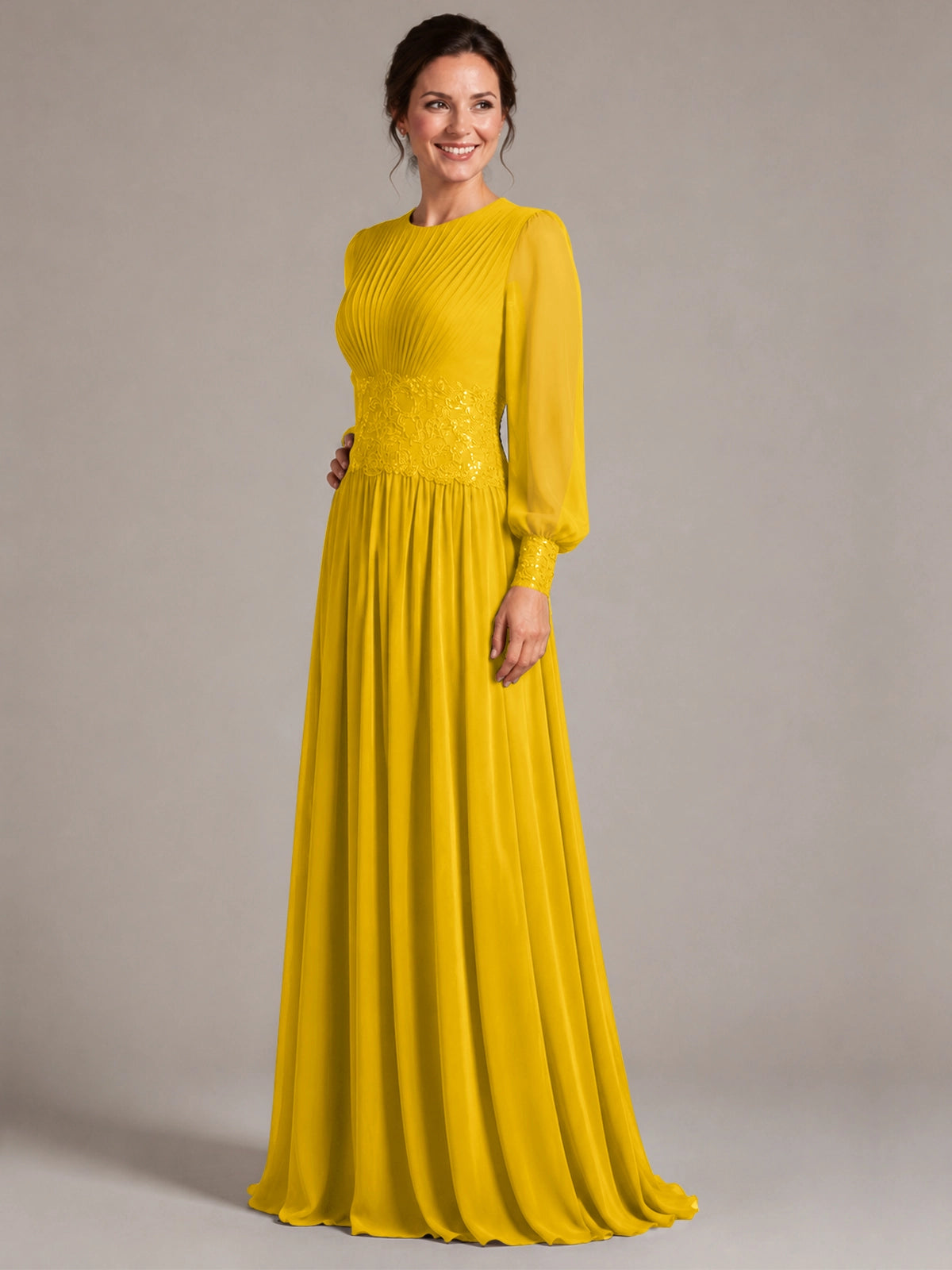 Chiffon Mother of the Bride Dress with Jewel Neckline 