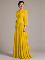 Chiffon Mother of the Bride Dress with Jewel Neckline 