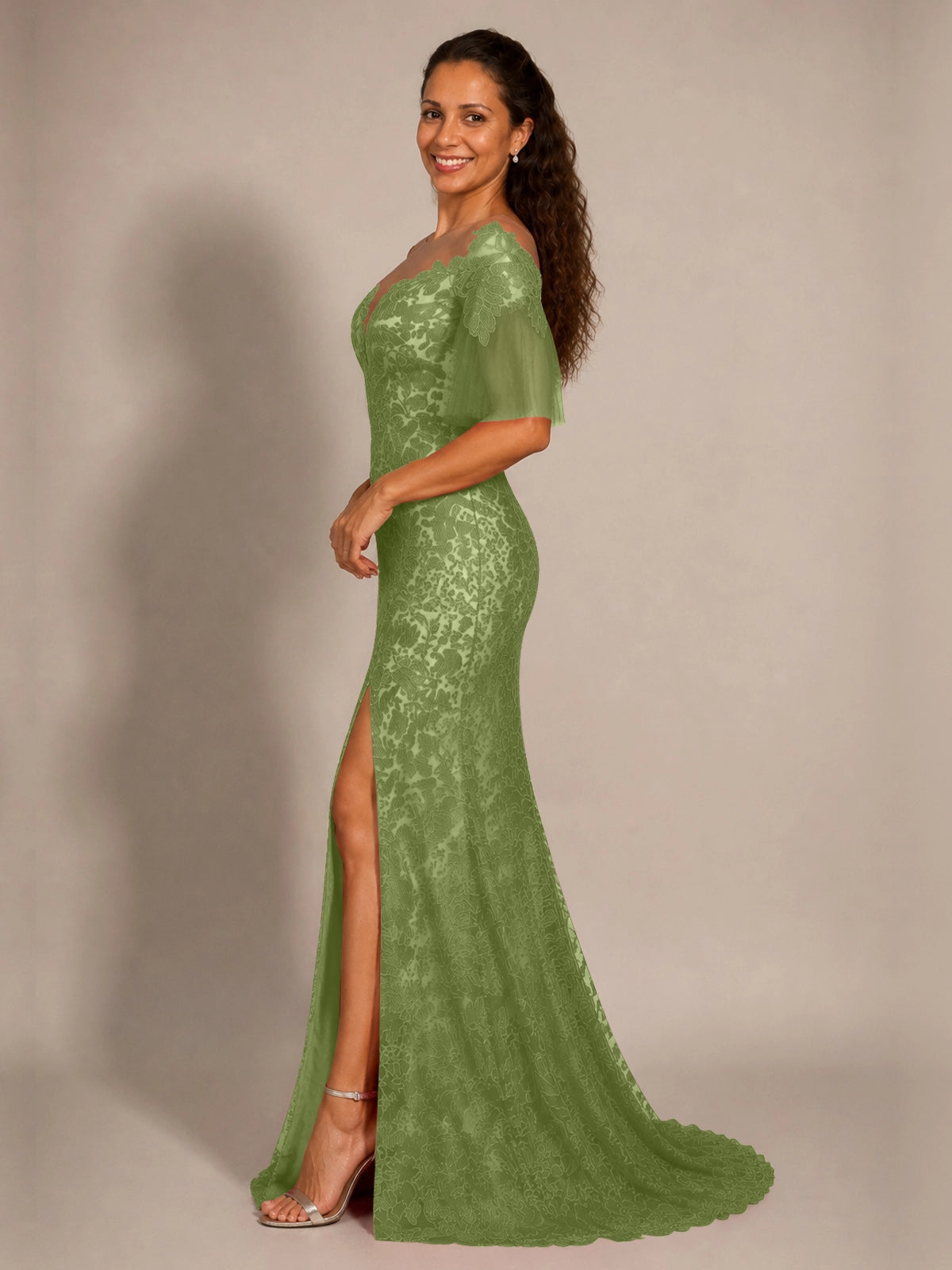Mermaid Mother of the Bride Dress with V-neck 