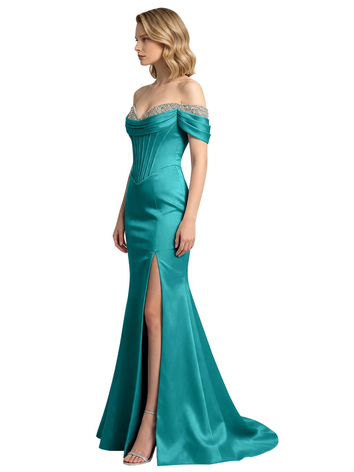Corset Beaded Trumpet Prom Dress 