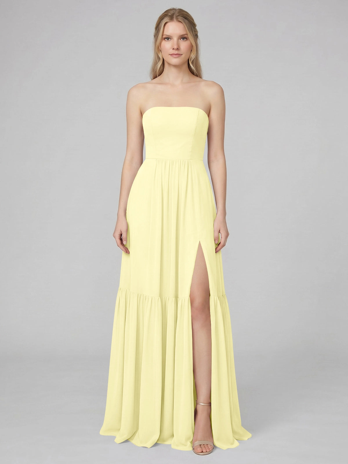 Strapless Bridesmaid Dress with Slit 