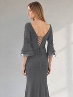 Chiffon Mother of the Bride Dress with 3/4 Sleeves