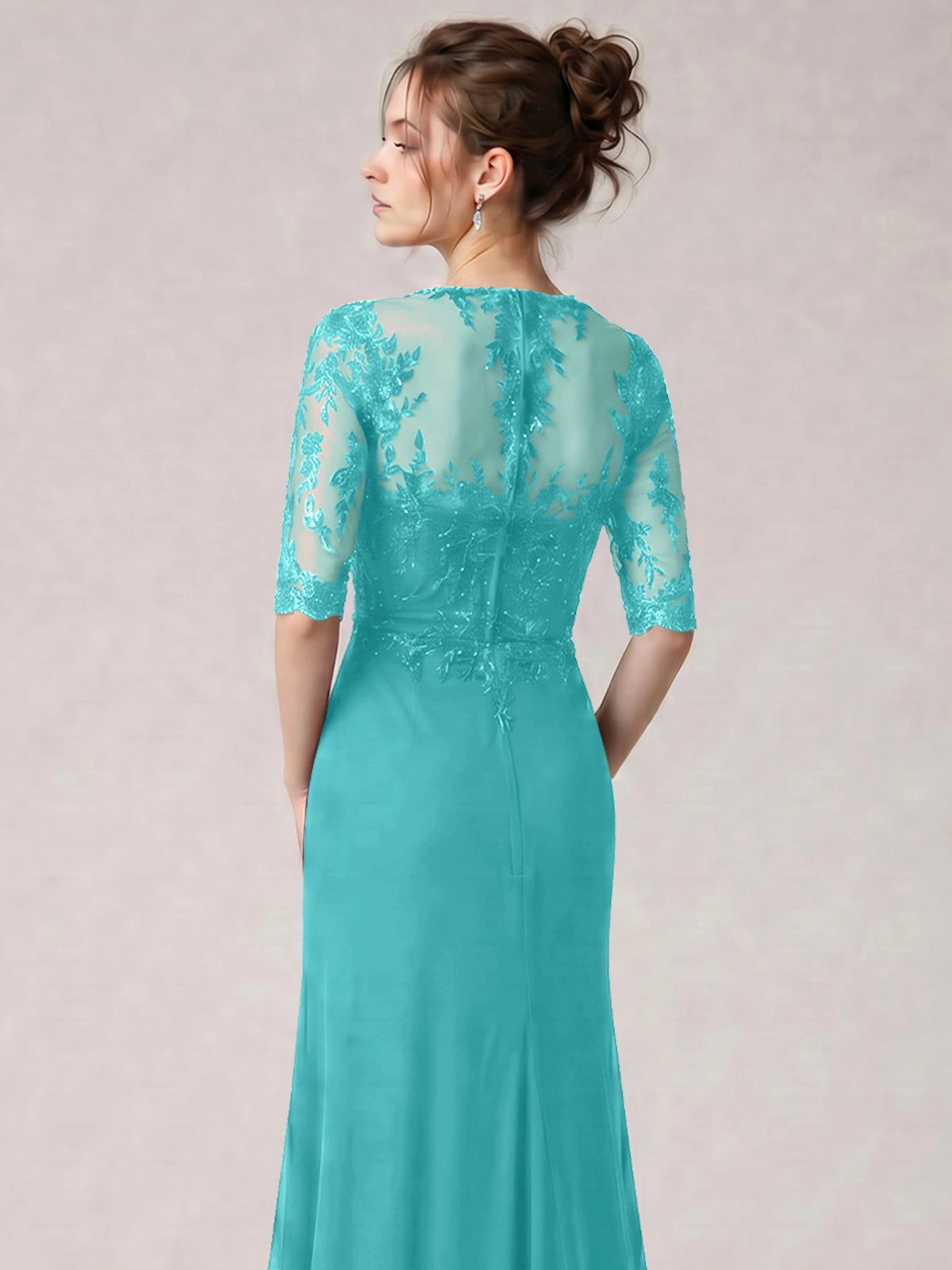 Lace Mother of the Bride Dress with Half Sleeves