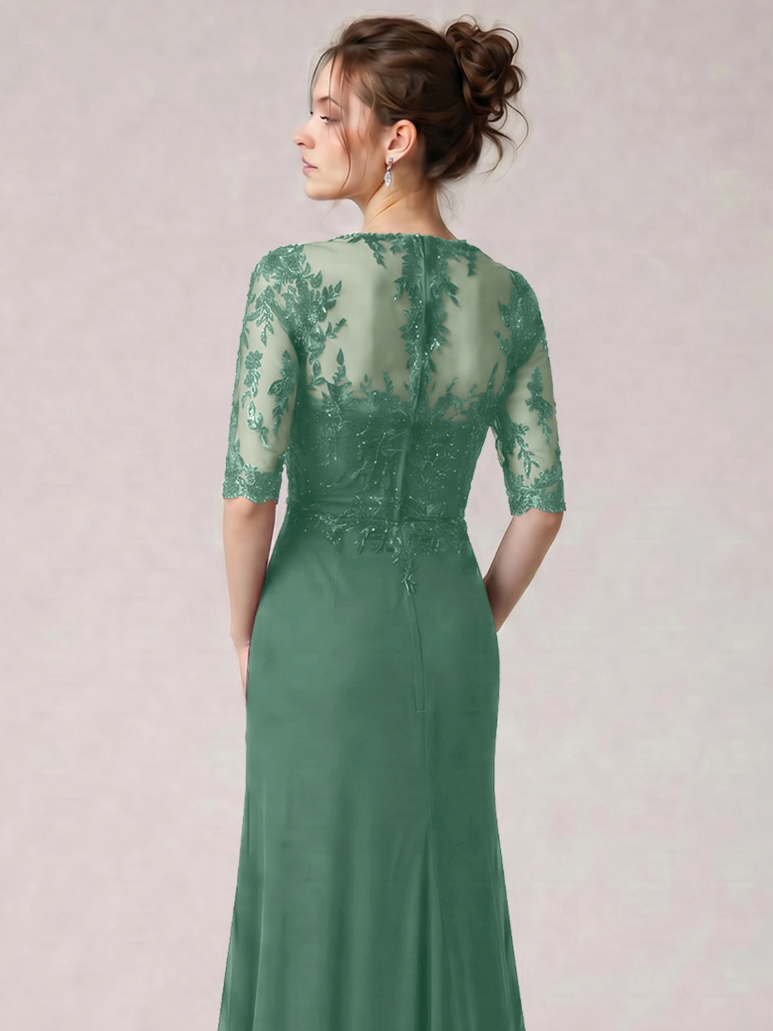 Lace Mother of the Bride Dress with Half Sleeves