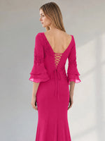 Chiffon Mother of the Bride Dress with 3/4 Sleeves