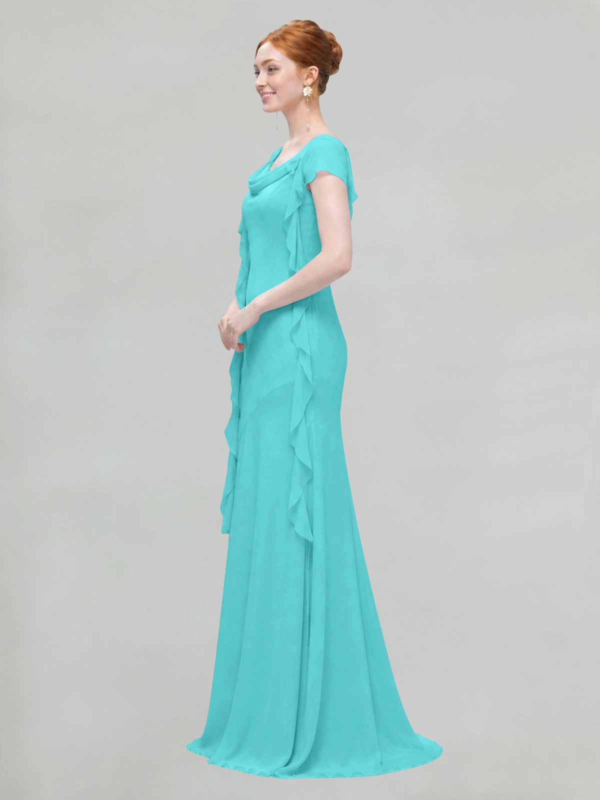 Flowy Ruffle Sheath Bridesmaid Dress 