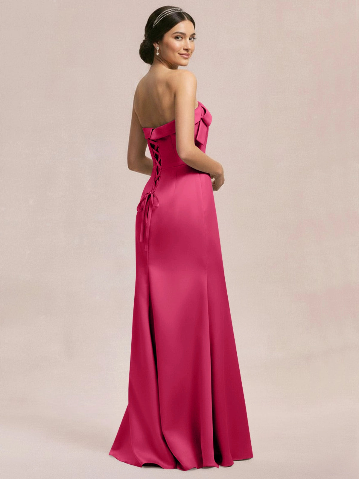 Satin Bow Accent Bridesmaid Dress 