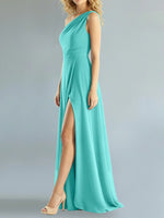 One-Shoulder Bridesmaid Dress with Slit
