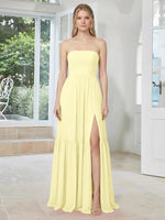 Strapless Bridesmaid Dress with Slit 