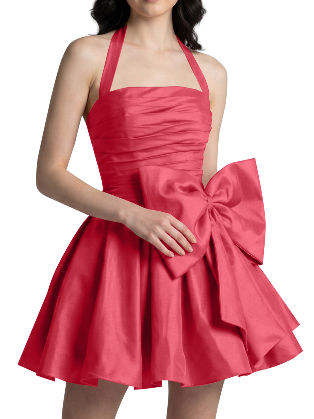 Halter Oversized Bow Mini Dress 