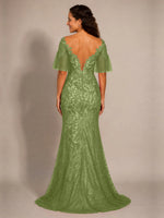 Mermaid Mother of the Bride Dress with V-neck 