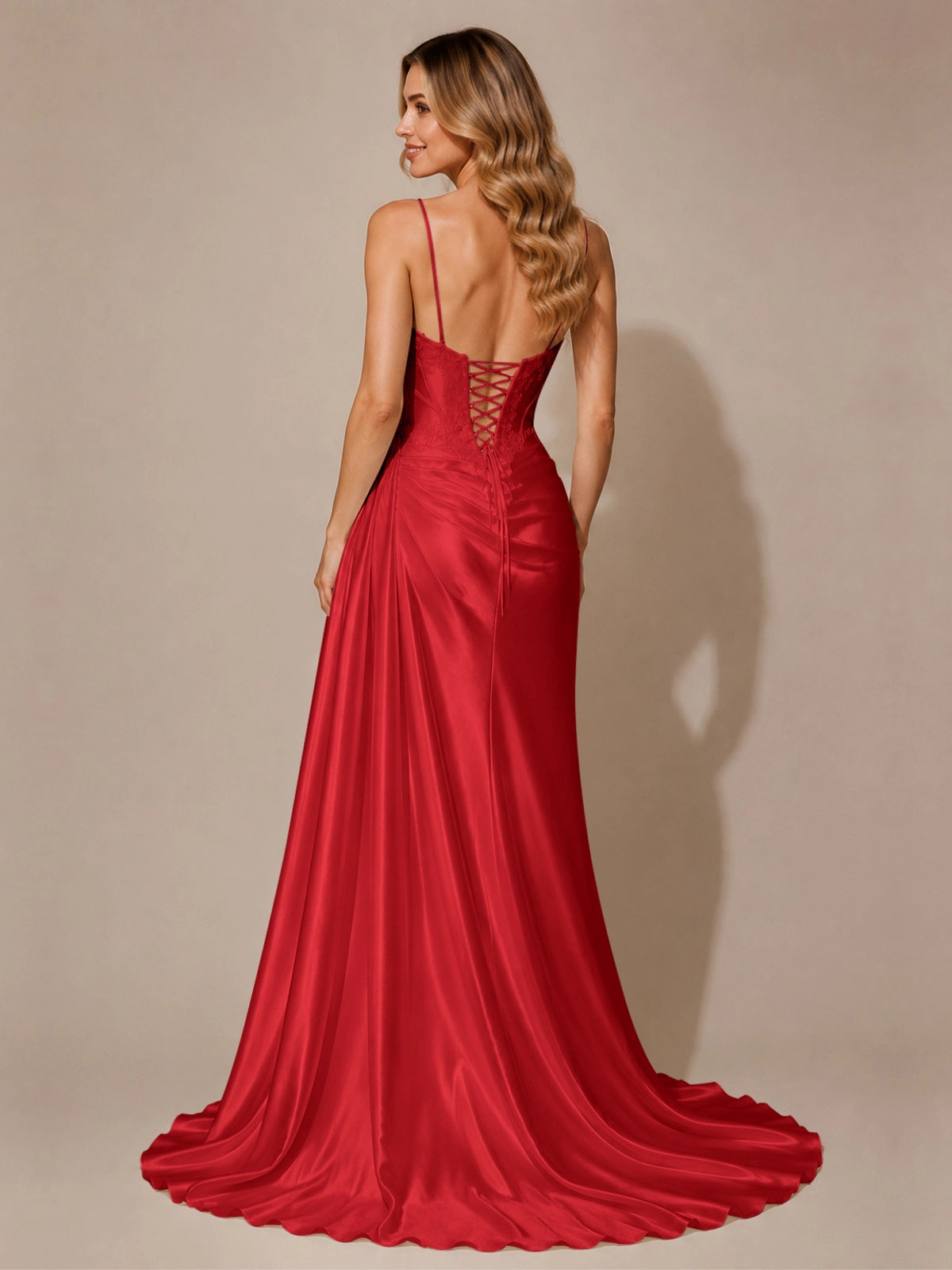 Silk-like Prom Dress with Appliques